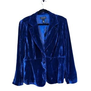 Lane Bryant Navy Blue Crushed Velvet Button Front Blazer Plus Size 20